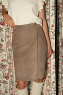 Faux suede wrap skirt