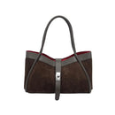 Handtasche aus echtem Leder und Wildleder mit Schulterriemen