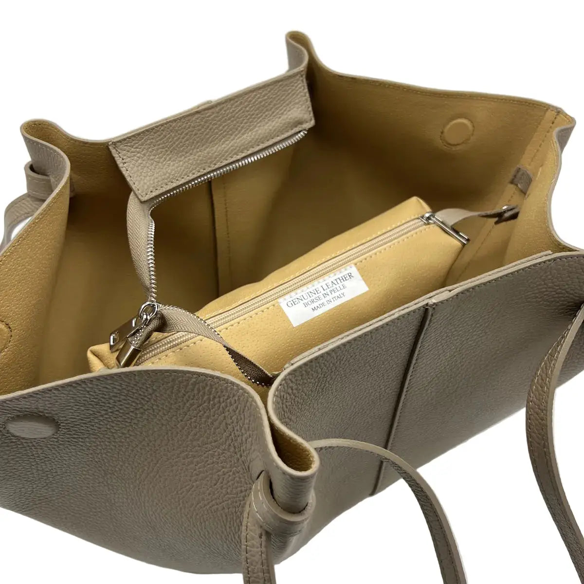 Genuine leather shopper, made in Italy