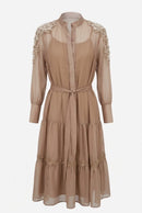 Gauze dress with pearl embroidery