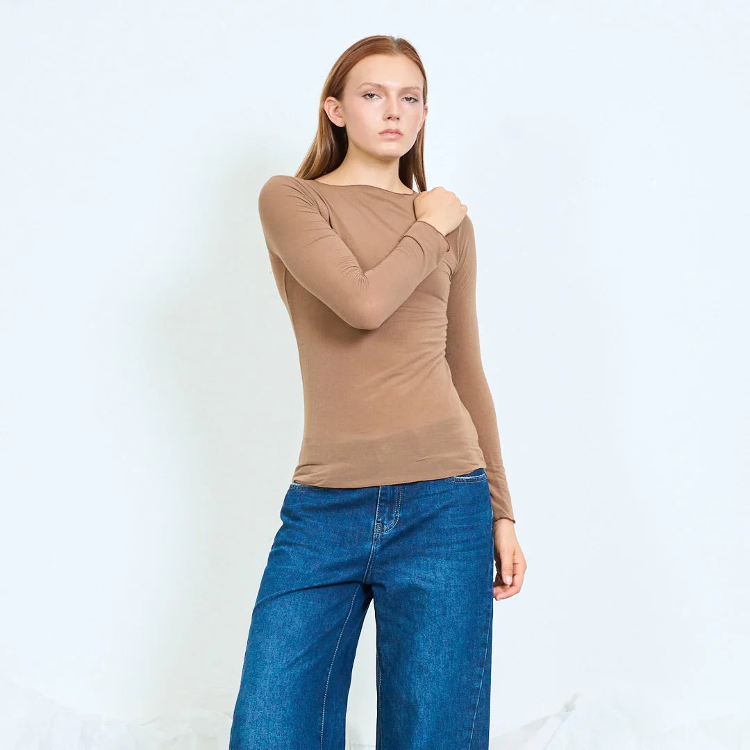 Essential Boat Neck Modal-Cashmere Shirt