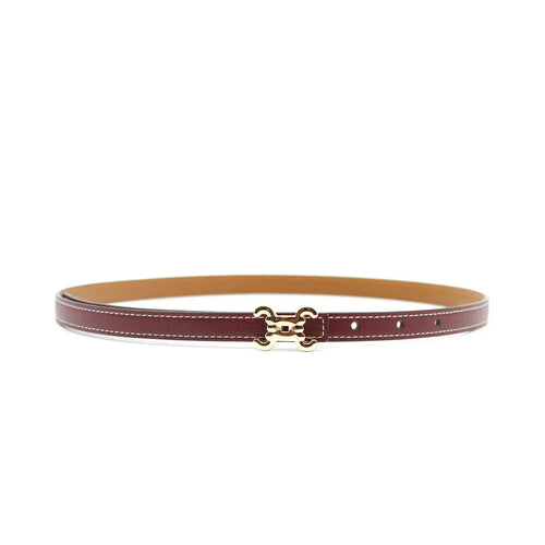 Leather belt with gold buckle