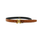Leather belt with gold-tone buckle – Brown & Bordeaux