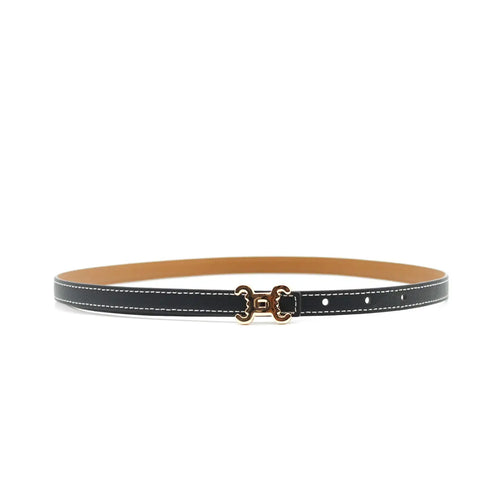 Leather belt with gold buckle