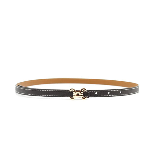 Leather belt with gold buckle