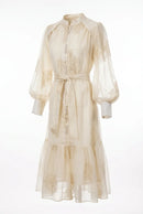 Embroidered gauze wedding dress – cream