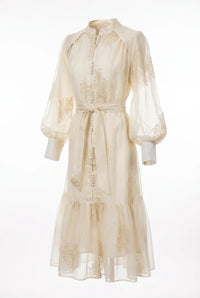 Embroidered gauze wedding dress – cream