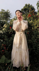 Embroidered gauze wedding dress – cream