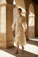 Embroidered gauze wedding dress – cream