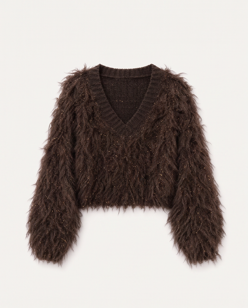 Flauschiger Pullover mit Glitzereffekt
