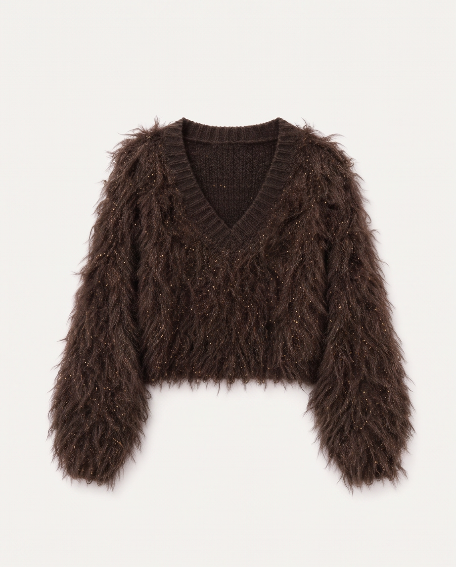 Flauschiger Pullover mit Glitzereffekt