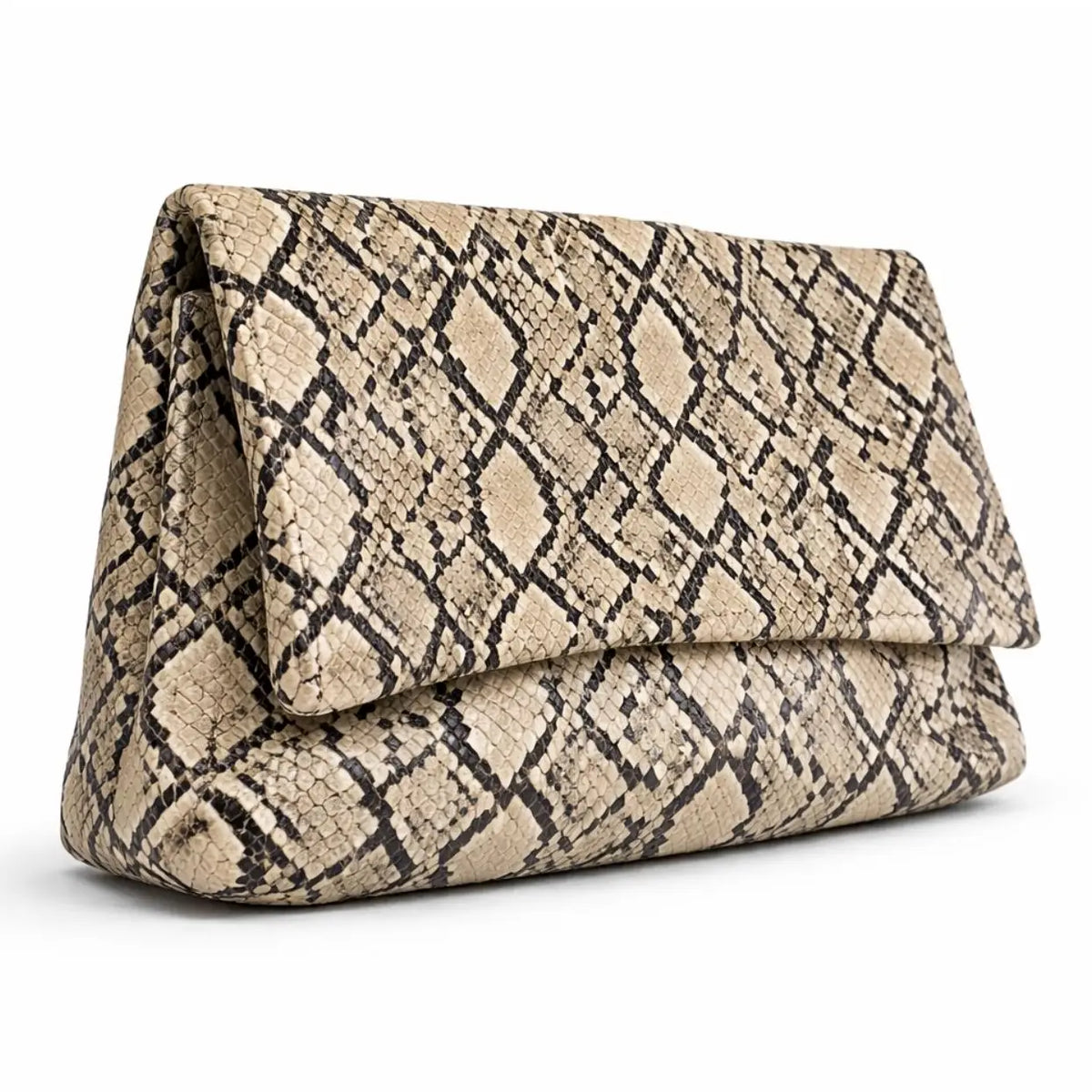 Handtasche im Portemonnaie-Stil mit Python-Print