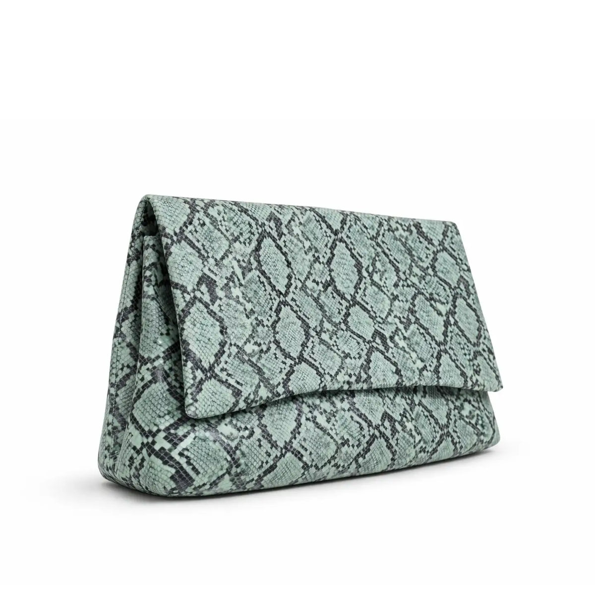 Handtasche im Portemonnaie-Stil mit Python-Print