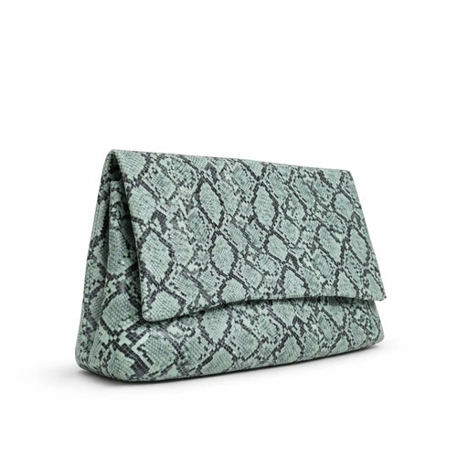 Handtasche im Portemonnaie-Stil mit Python-Print
