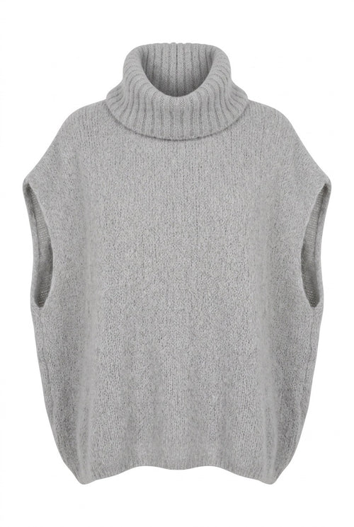 Ärmelloser Rollkragenpullover aus Baby-Alpaka und Wolle