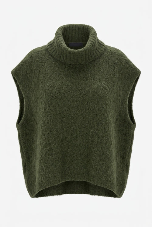 Ärmelloser Rollkragenpullover aus Baby-Alpaka und Wolle