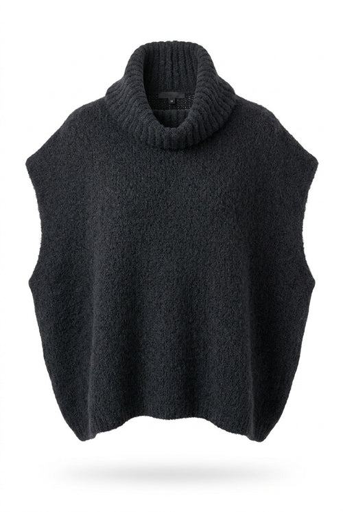 Ärmelloser Rollkragenpullover aus Baby-Alpaka und Wolle