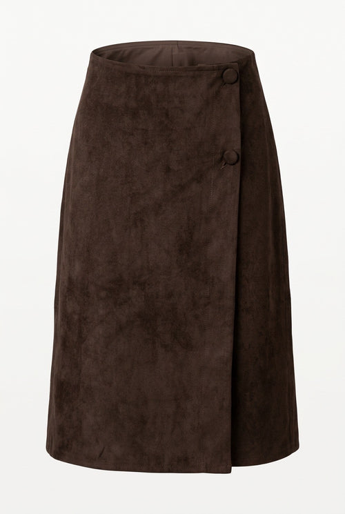 Faux suede wrap skirt