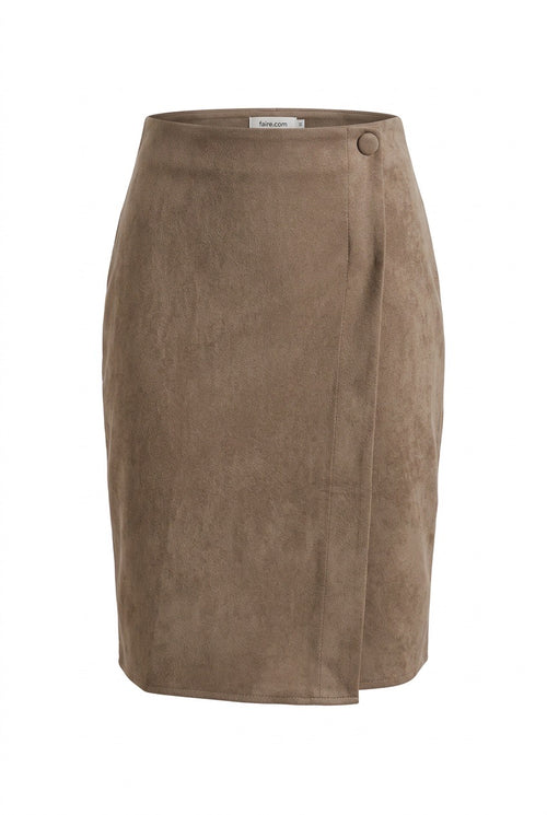 Faux suede wrap skirt
