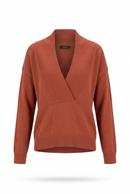 Gerippter V‑Ausschnitt-Pullover aus recyceltem Kaschmir