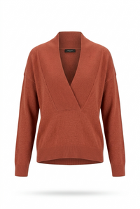 Gerippter V‑Ausschnitt-Pullover aus recyceltem Kaschmir
