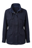 Linen-cotton jacket with hidden hood