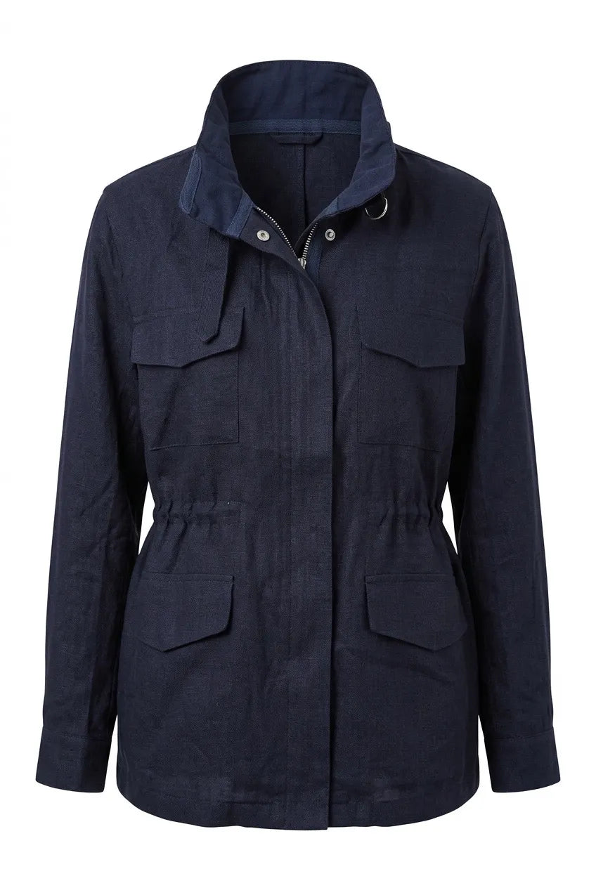 Leinen-Baumwolljacke mit versteckter Kapuze