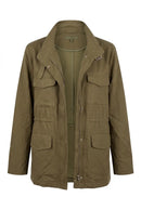 Linen-cotton jacket with hidden hood