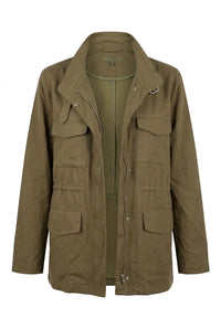 Linen-cotton jacket with hidden hood