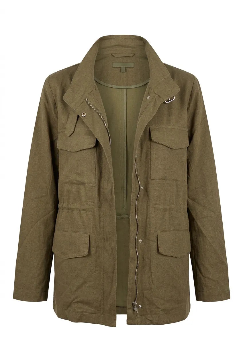 Leinen-Baumwolljacke mit versteckter Kapuze