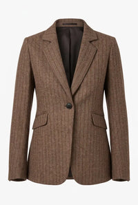 Nadelstreifen-Blazer mit Wollanteil – Braun