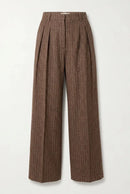 Pinstriped trousers with wool content – Brown