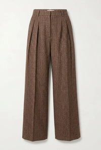 Pinstriped trousers with wool content – Brown