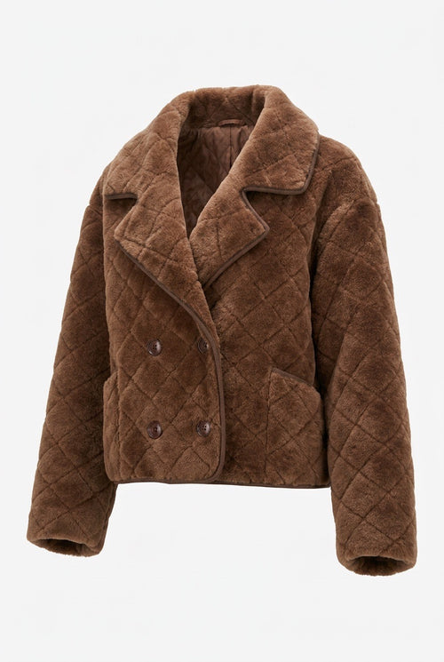 Fake Fur Jacke mit Reverskragen