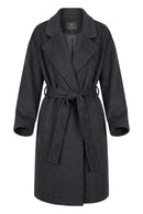 Wool coat with tie belt – Anthracite