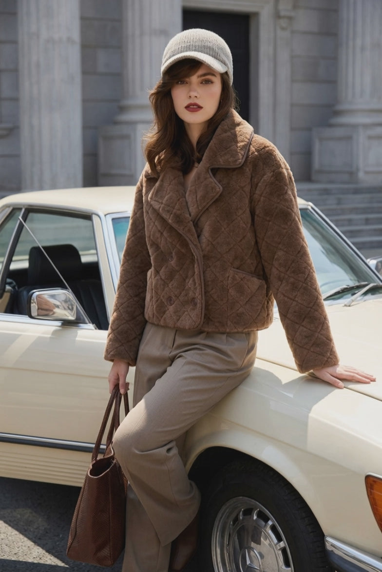 Fake Fur Jacke mit Reverskragen